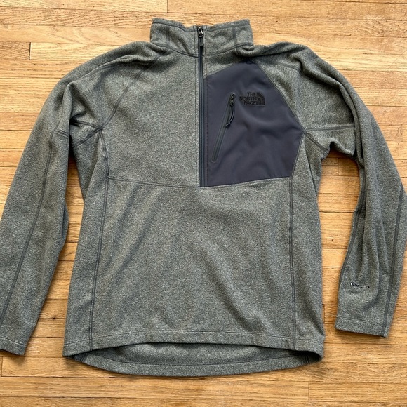 THE NORTH FACE Flash Dry Gray 1/2 Half Zip Fleece Pullover Jacket Men's Medium - Picture 1 of 8